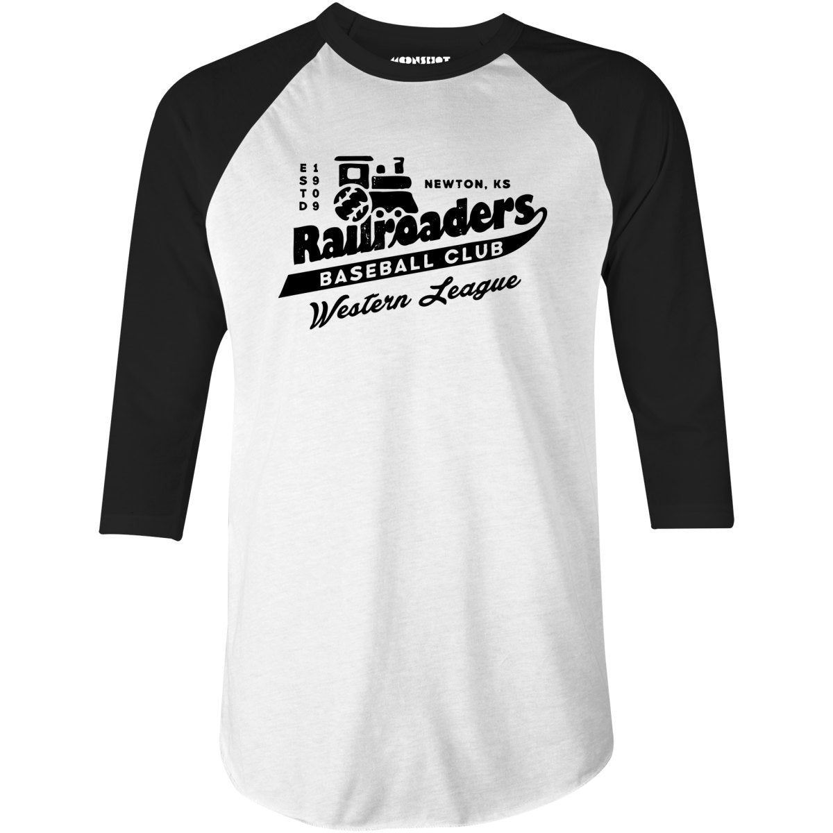 Newton Railroaders - Kansas - Vintage Defunct Baseball Teams - 3/4 Sleeve Raglan T-Shirt