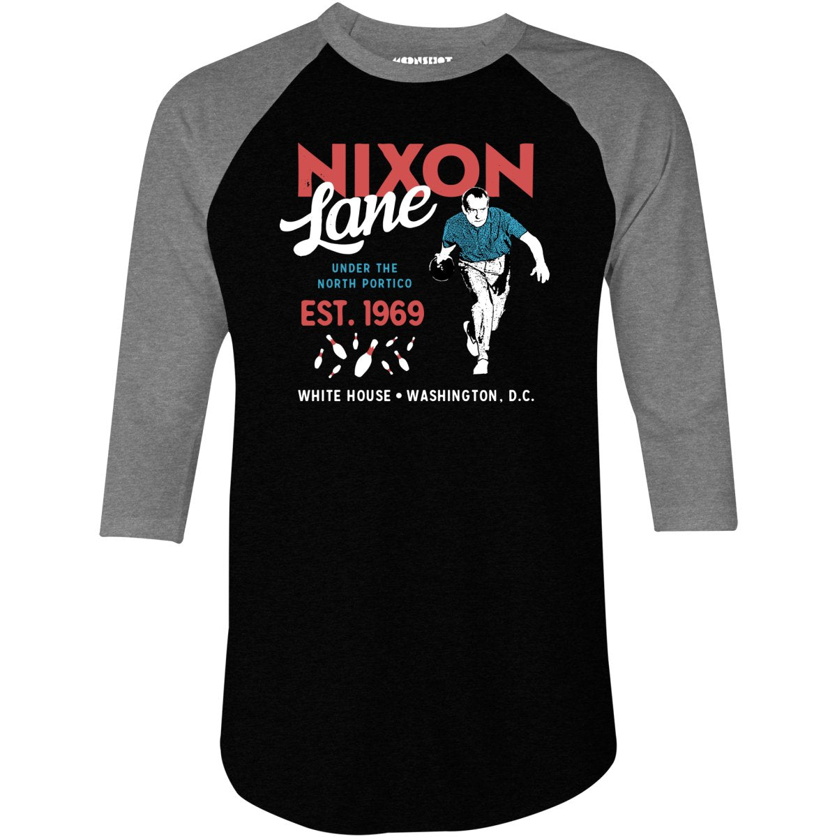 Nixon Lane - Washington D.C. - Vintage Bowling Alley - 3/4 Sleeve Raglan T-Shirt