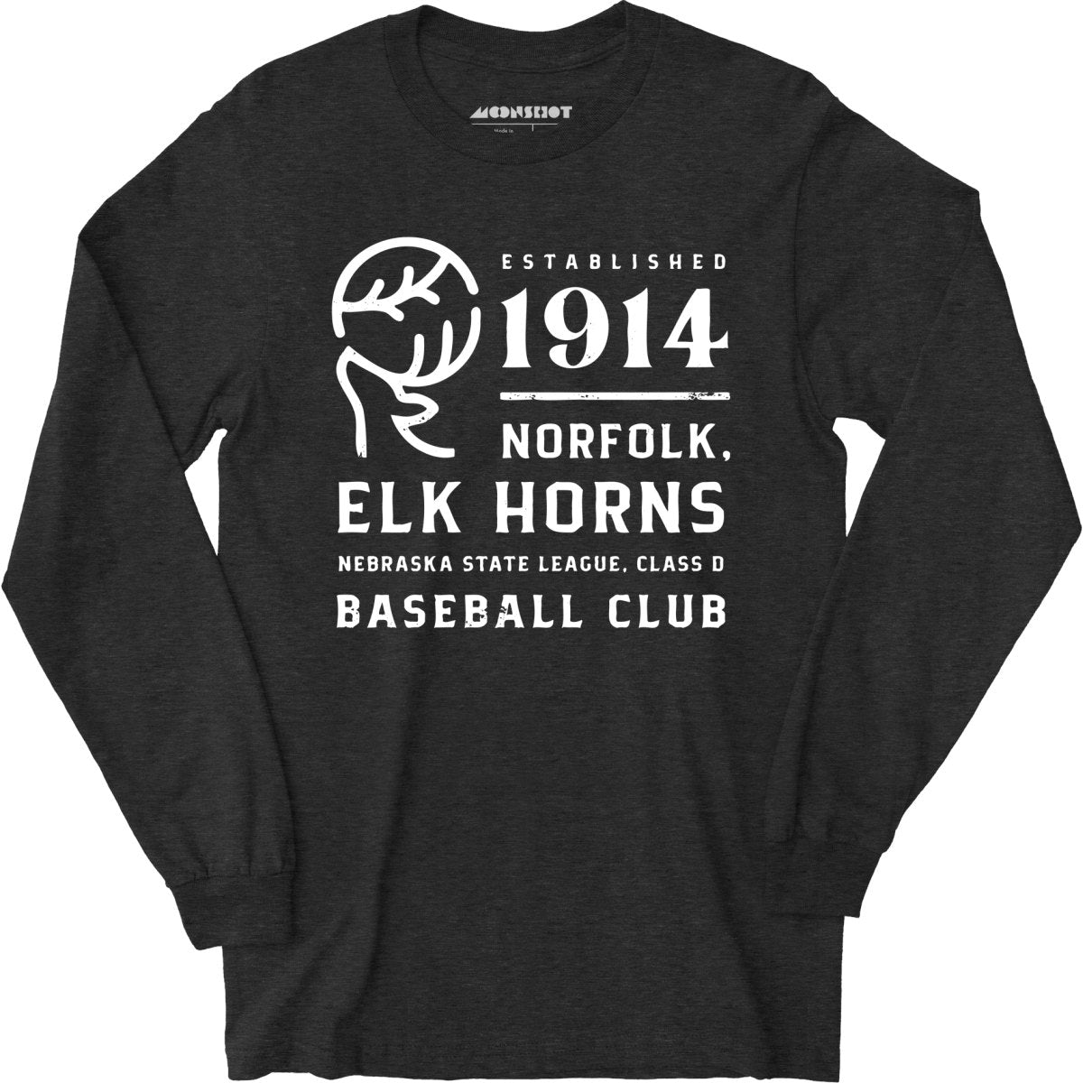 Norfolk Elk Horns - Nebraska - Vintage Defunct Baseball Teams - Long Sleeve T-Shirt