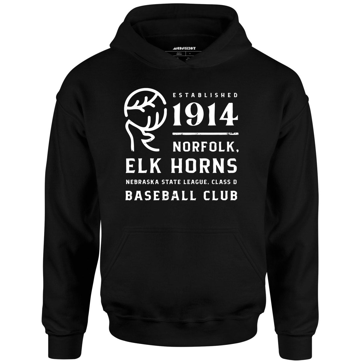 Norfolk Elk Horns - Nebraska - Vintage Defunct Baseball Teams - Unisex Hoodie