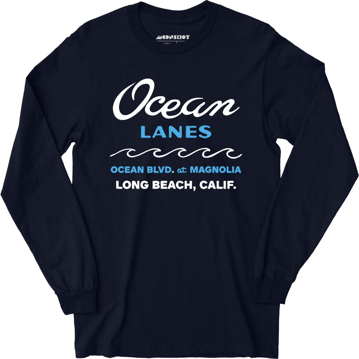 Ocean Lanes - Long Beach, CA - Vintage Bowling Alley - Long Sleeve T-Shirt