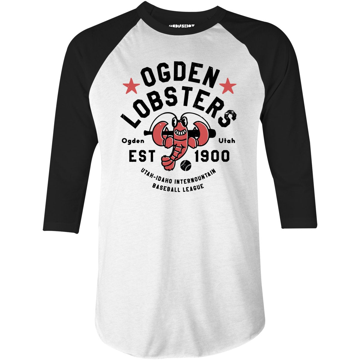 Ogden Lobsters - Utah - Vintage Defunct Baseball Teams - 3/4 Sleeve Raglan T-Shirt