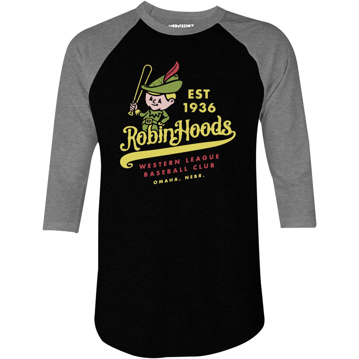 Omaha Robin Hoods - Nebraska - Vintage Defunct Baseball Teams - 3/4 Sleeve Raglan T-Shirt