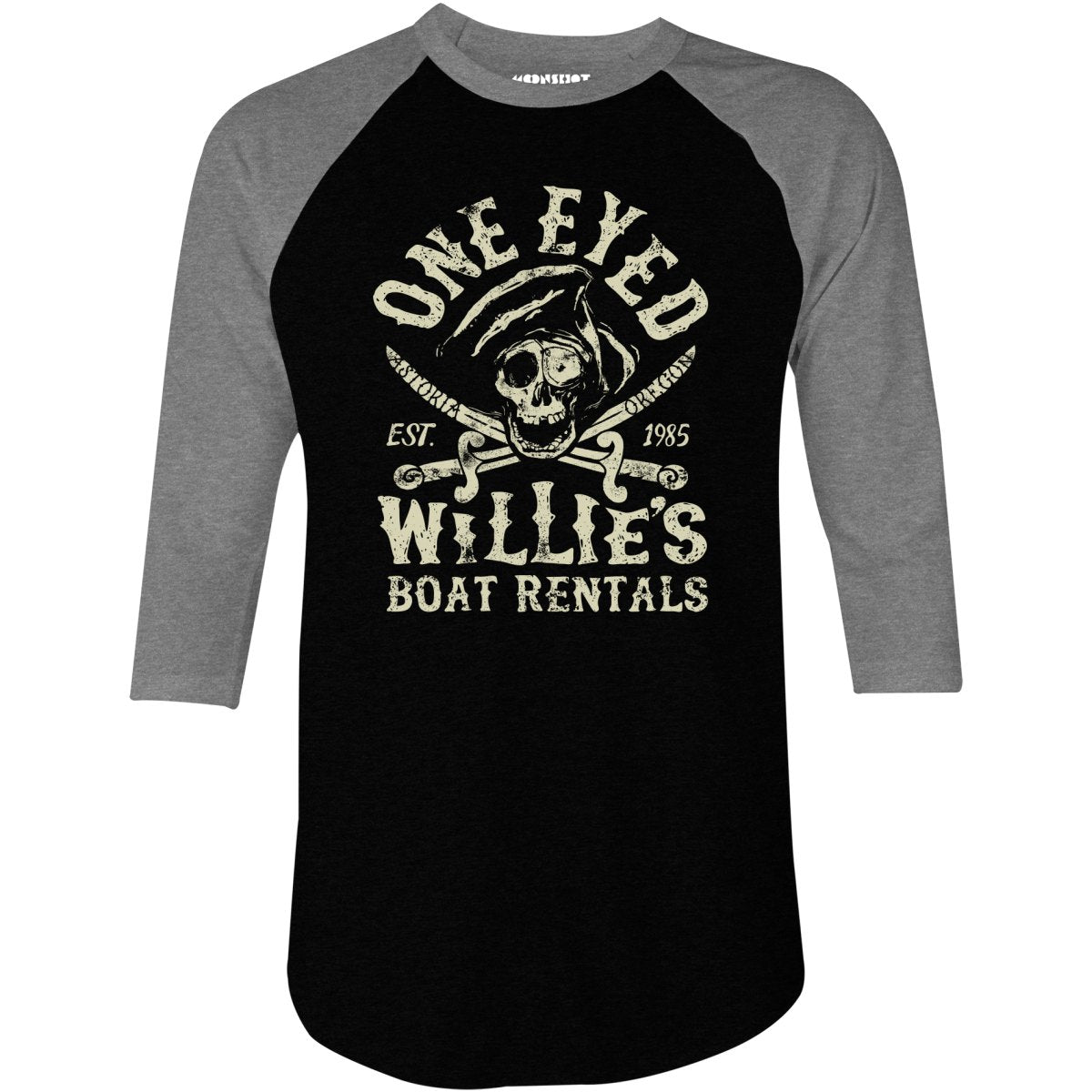 One Eyed Willie's Boat Rentals - 3/4 Sleeve Raglan T-Shirt