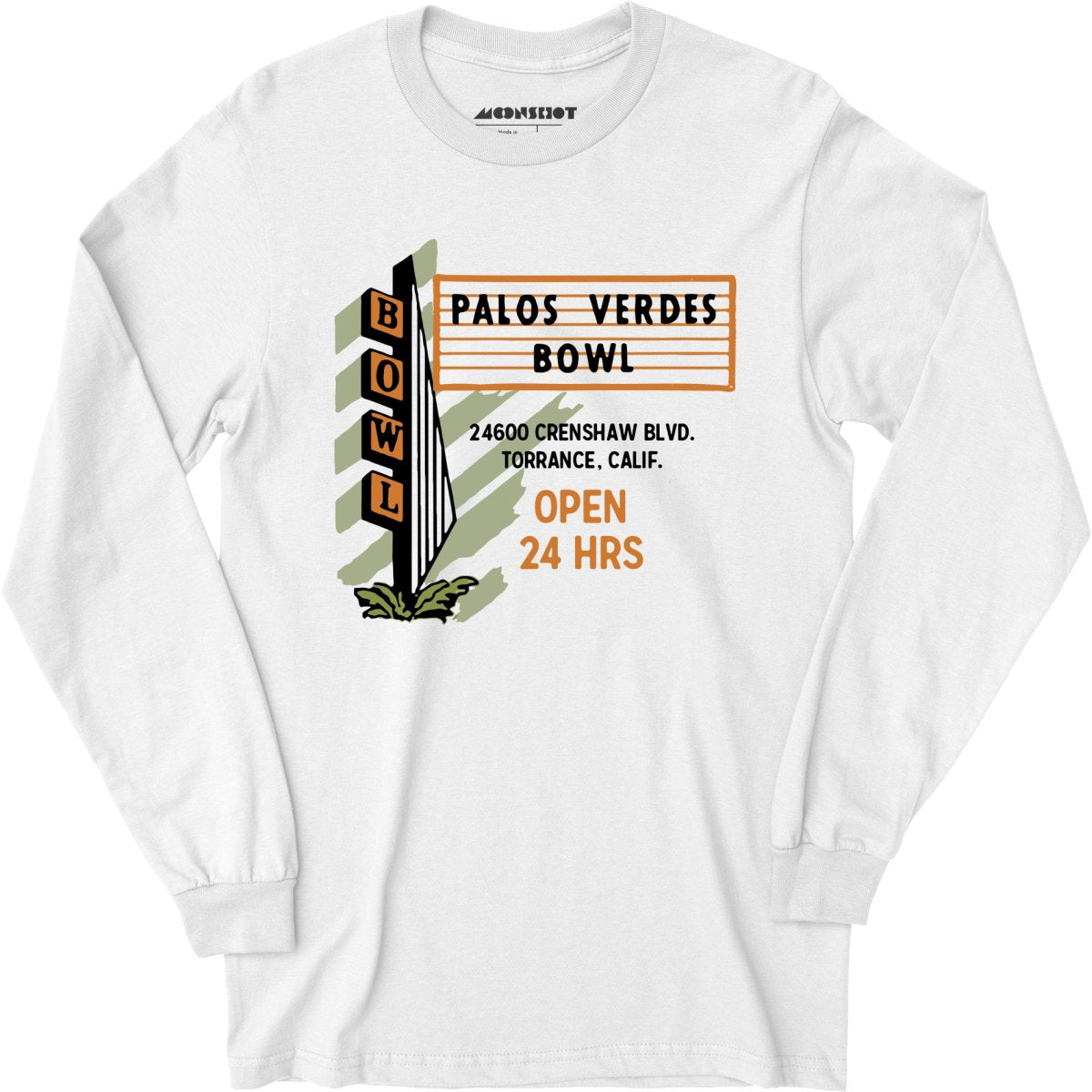 Palos Verdes Bowl - Torrance, CA - Vintage Bowling Alley - Long Sleeve T-Shirt