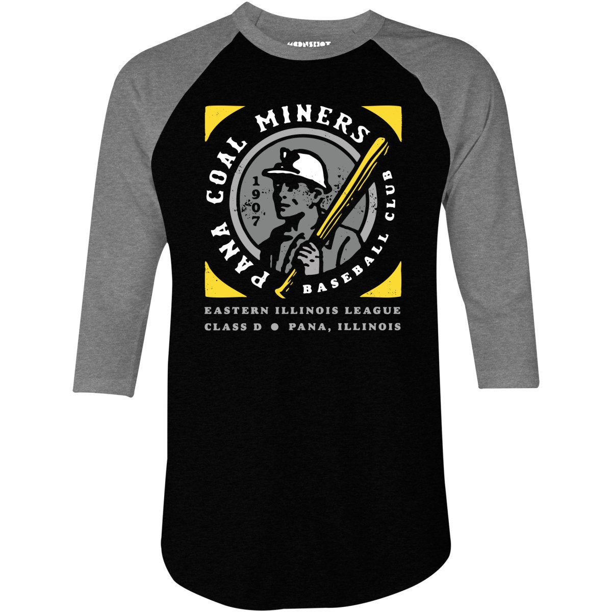 Pana Coal Miners - Illinois - Vintage Defunct Baseball Teams - 3/4 Sleeve Raglan T-Shirt