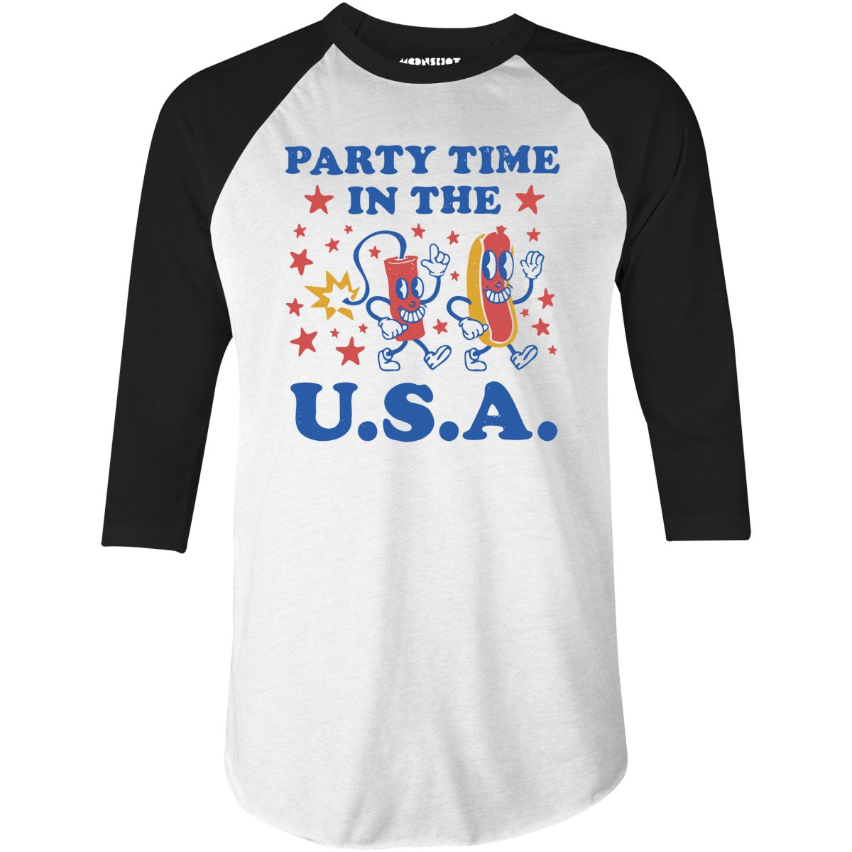 Party Time in The U.S.A. - 3/4 Sleeve Raglan T-Shirt