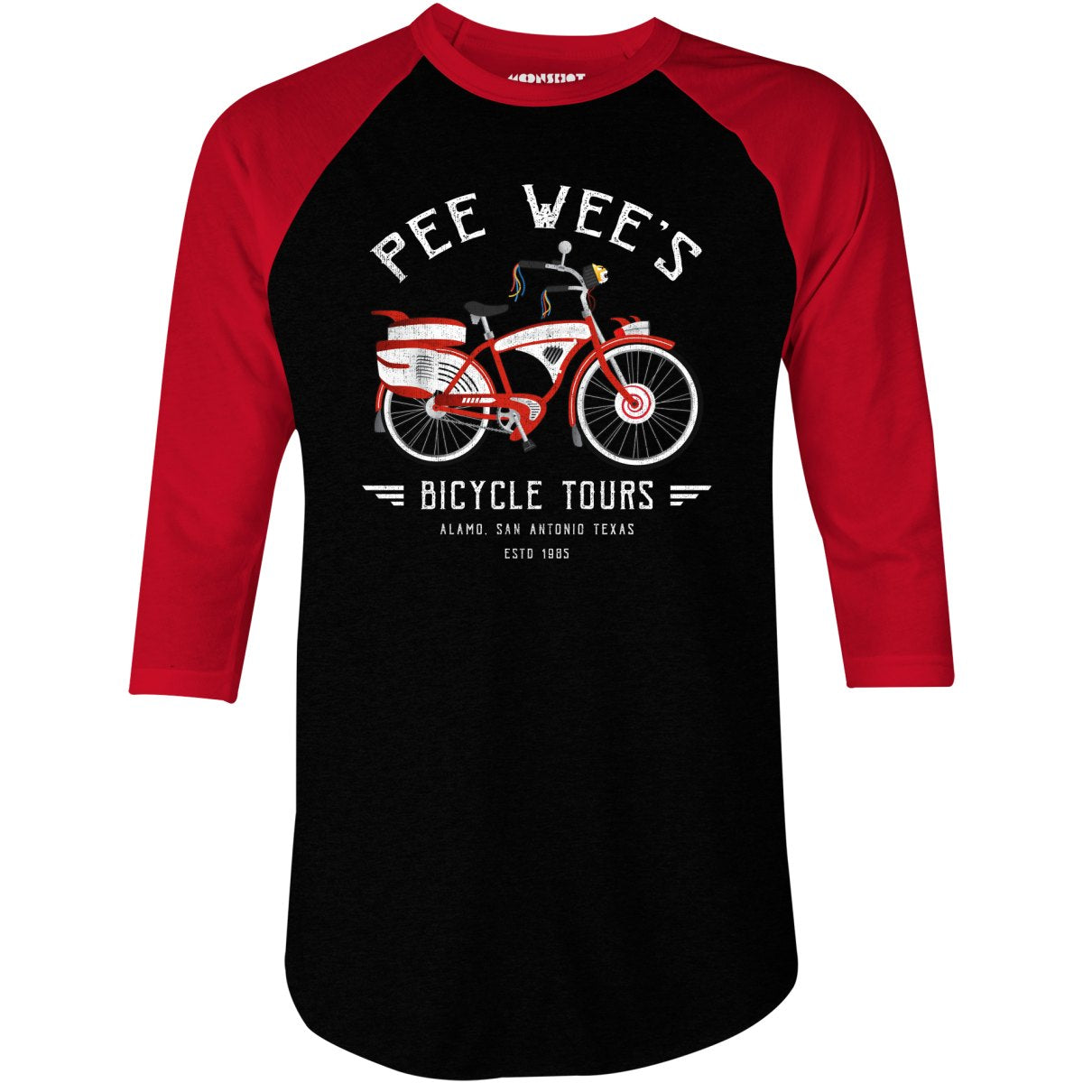 Pee Wee's Bicycle Tours - 3/4 Sleeve Raglan T-Shirt
