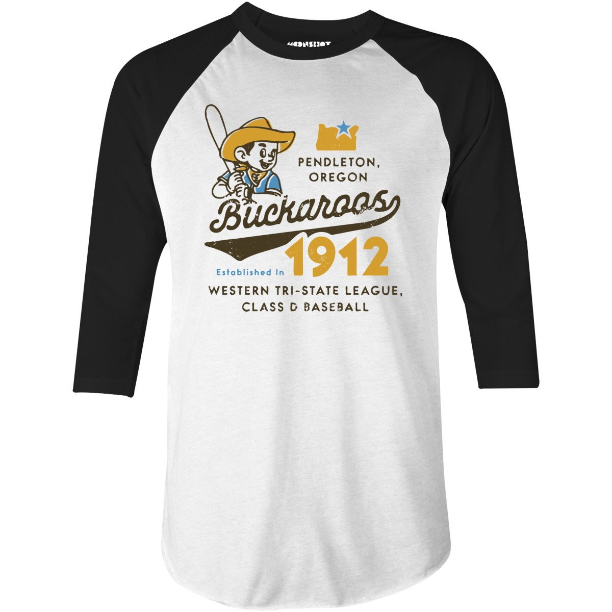 Pendleton Buckaroos - Oregon - Vintage Defunct Baseball Teams - 3/4 Sleeve Raglan T-Shirt