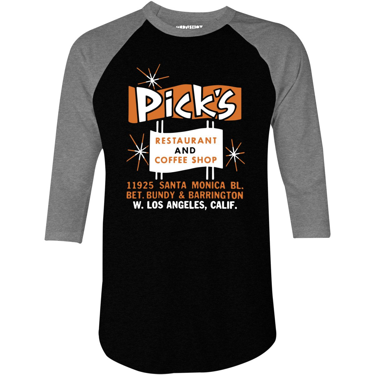 Pick's - Los Angeles, CA - Vintage Restaurant - 3/4 Sleeve Raglan T-Shirt