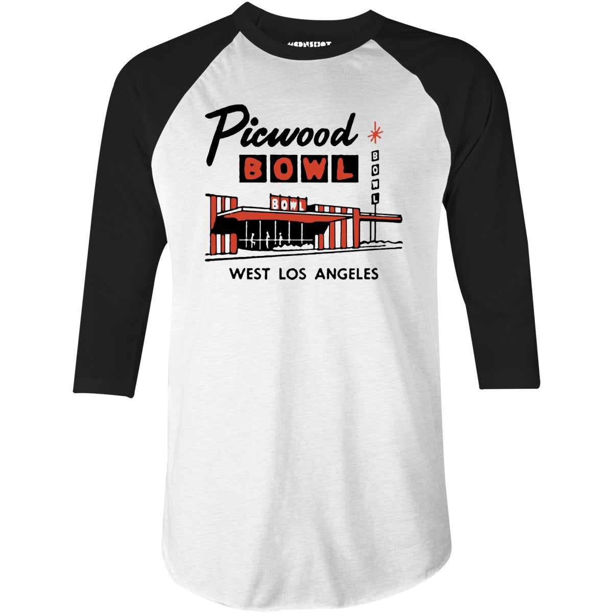 Picwood Bowl - Los Angeles, CA - Vintage Bowling Alley - 3/4 Sleeve Raglan T-Shirt