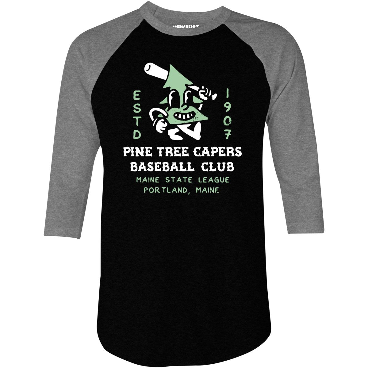 Pine Tree Capers - Portland, ME - Vintage Defunct Baseball Teams - 3/4 Sleeve Raglan T-Shirt