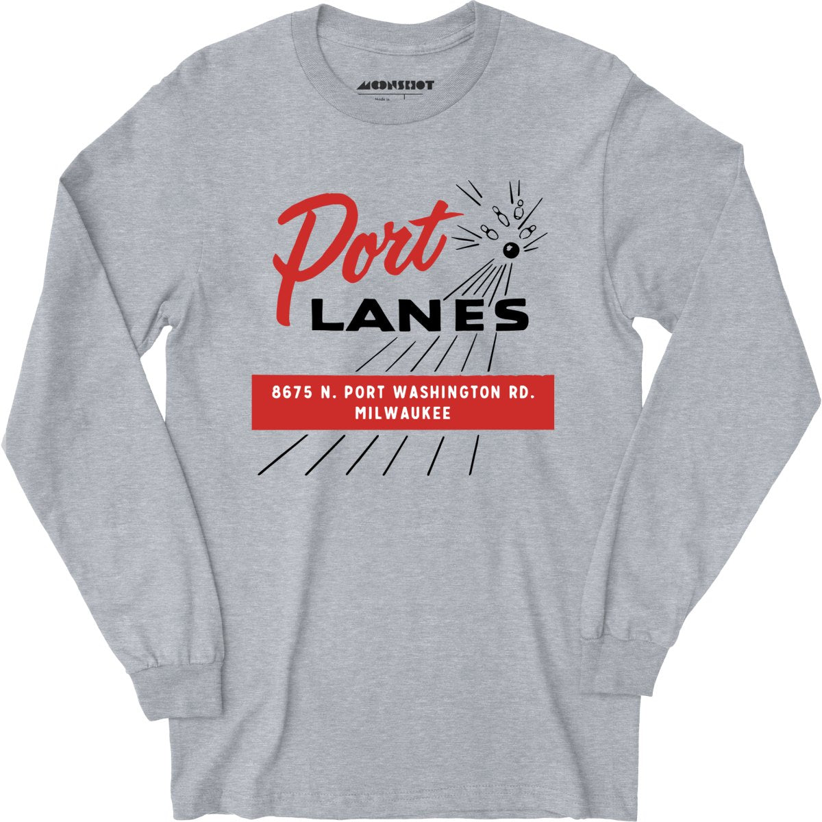 Port Lanes - Milwaukee, WI - Vintage Bowling Alley - Long Sleeve T-Shirt