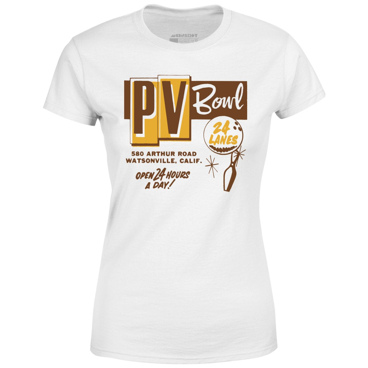 PV Bowl - Watsonville, CA - Vintage Bowling Alley - Women's T-Shirt