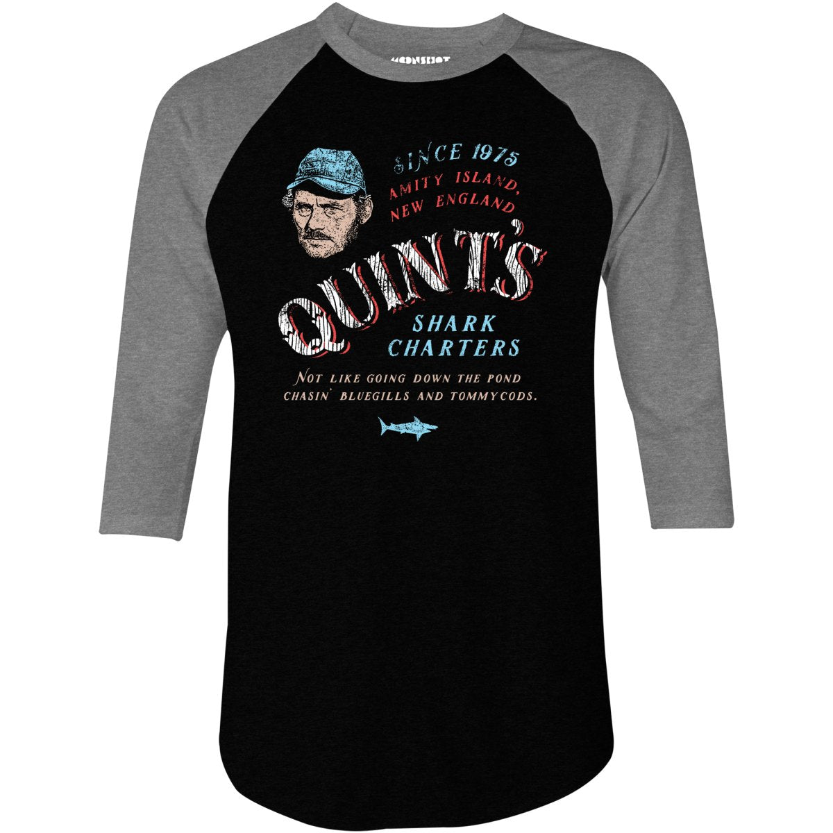 Quint's Shark Charters - 3/4 Sleeve Raglan T-Shirt
