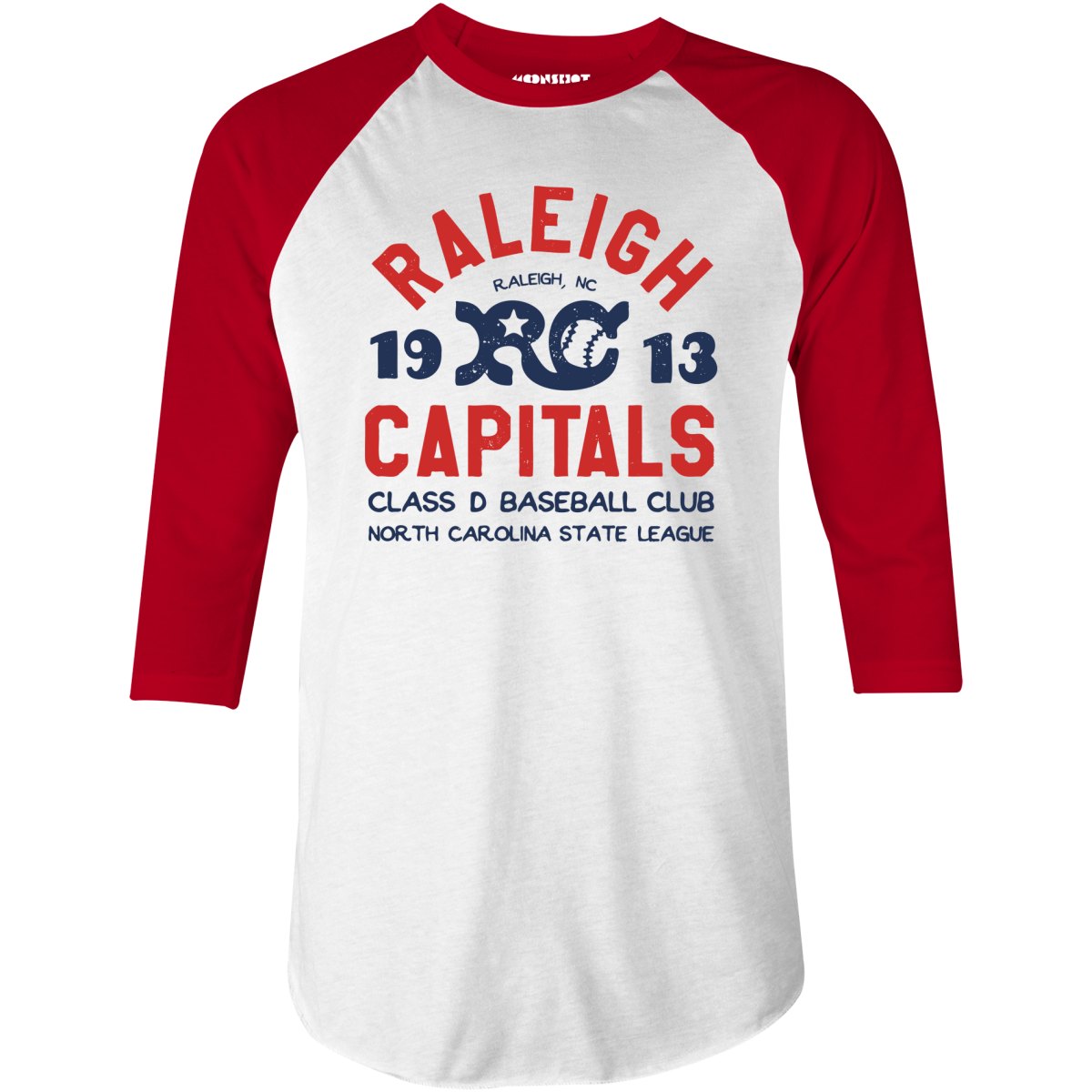 Raleigh Capitals - North Carolina - Vintage Defunct Baseball Teams - 3/4 Sleeve Raglan T-Shirt