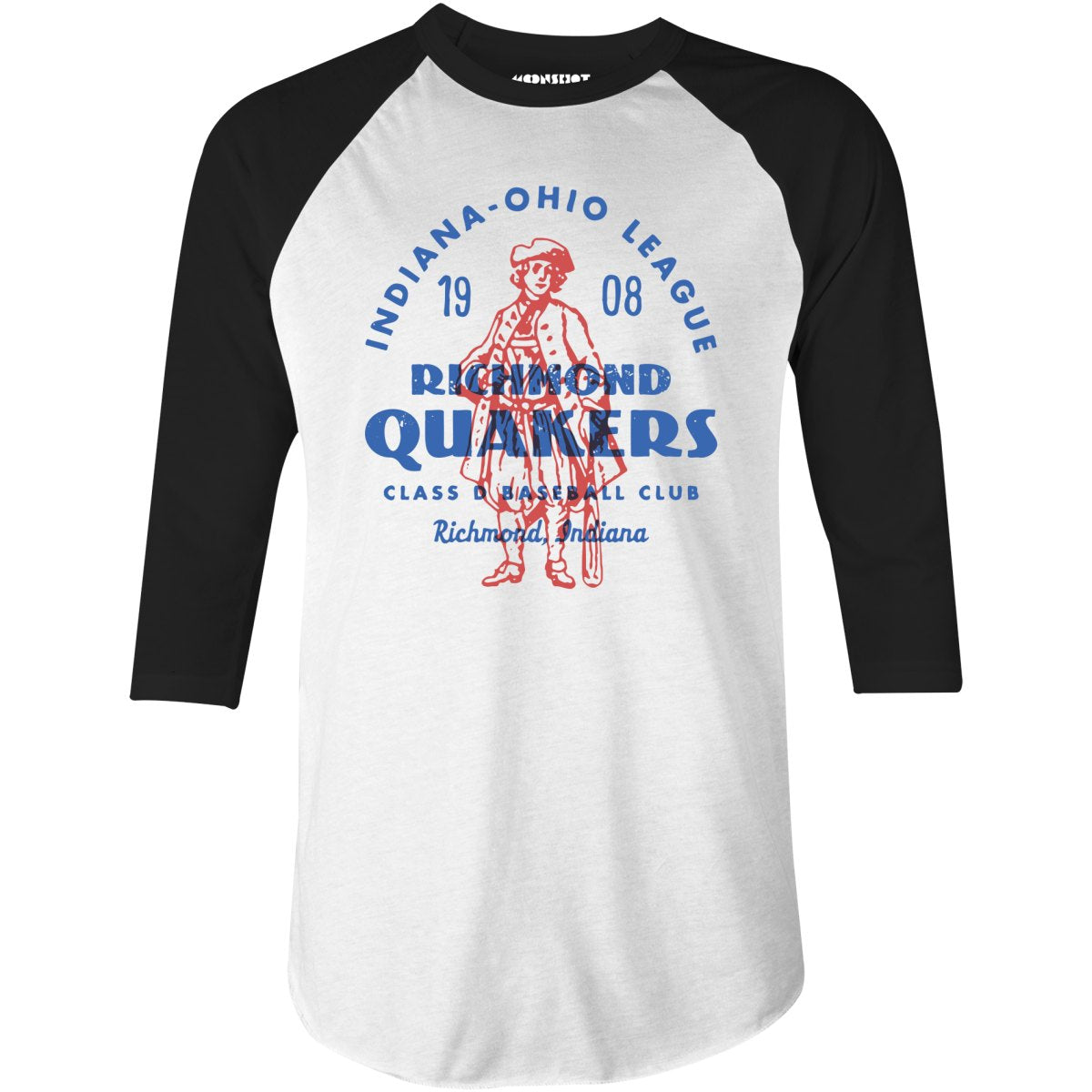 Richmond Quakers - Indiana - Vintage Defunct Baseball Teams - 3/4 Sleeve Raglan T-Shirt
