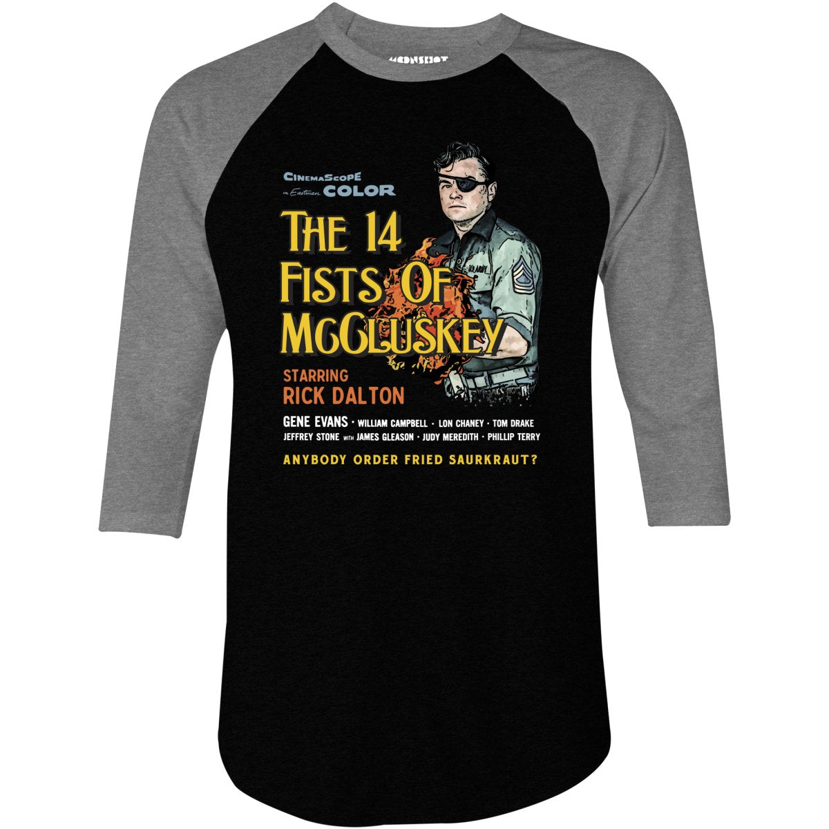 Rick Dalton - The 14 Fists of McCluskey - 3/4 Sleeve Raglan T-Shirt