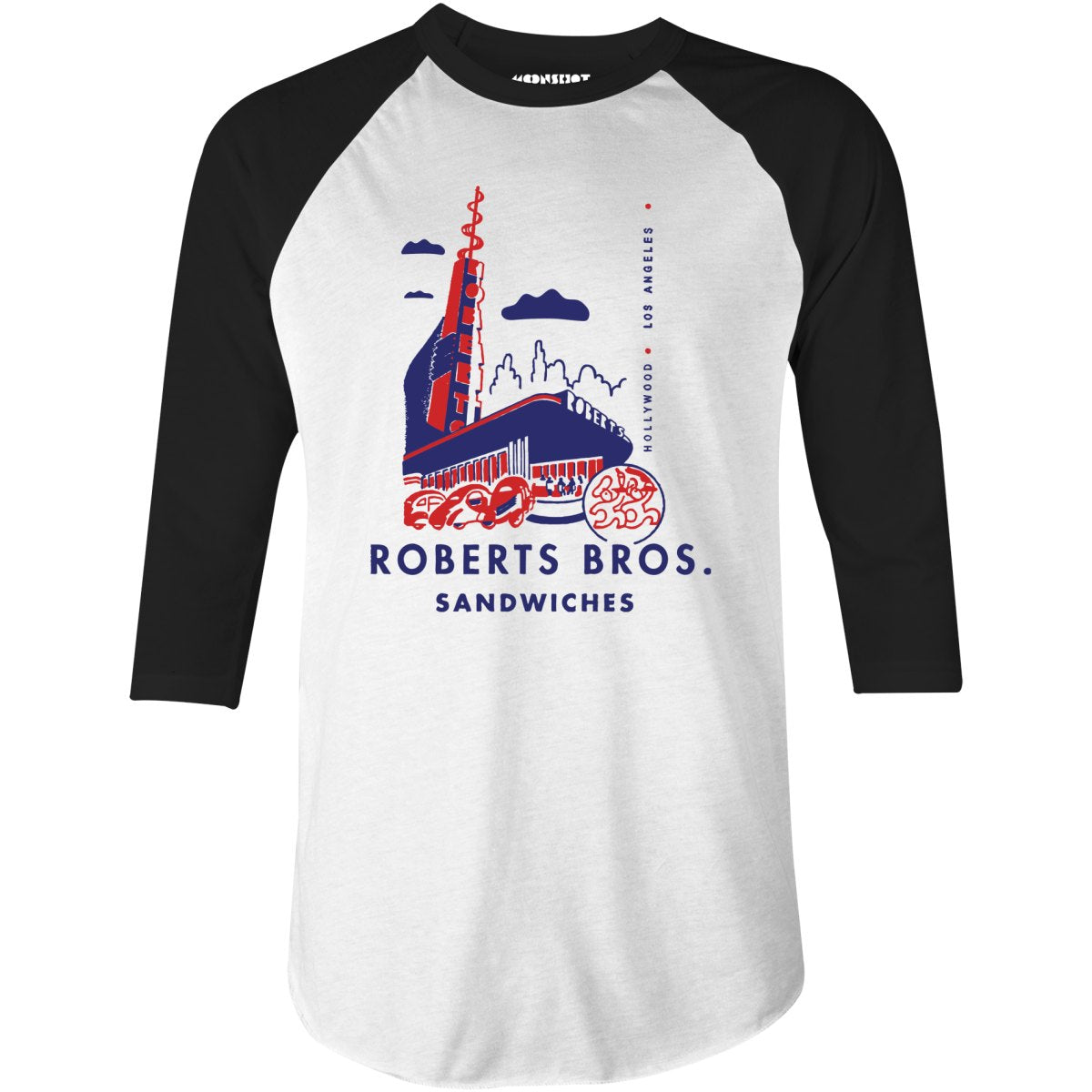 Roberts Bros Sandwiches - Los Angeles, CA - Vintage Restaurant - 3/4 Sleeve Raglan T-Shirt
