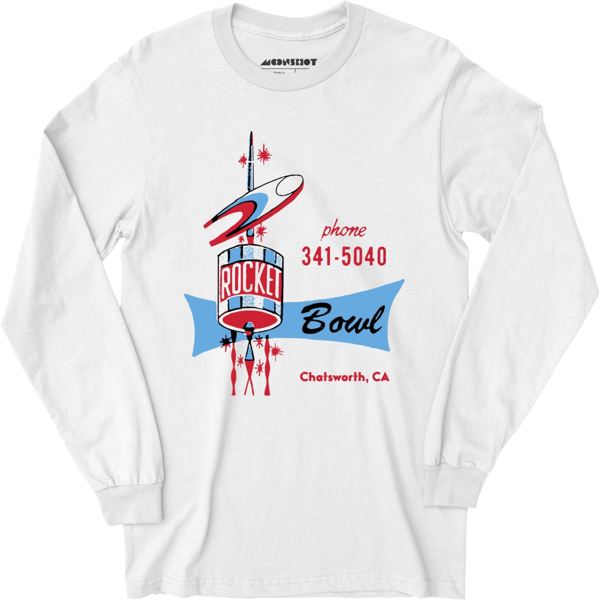 Rocket Bowl - Chatsworth, CA - Vintage Bowling Alley - Long Sleeve T-Shirt