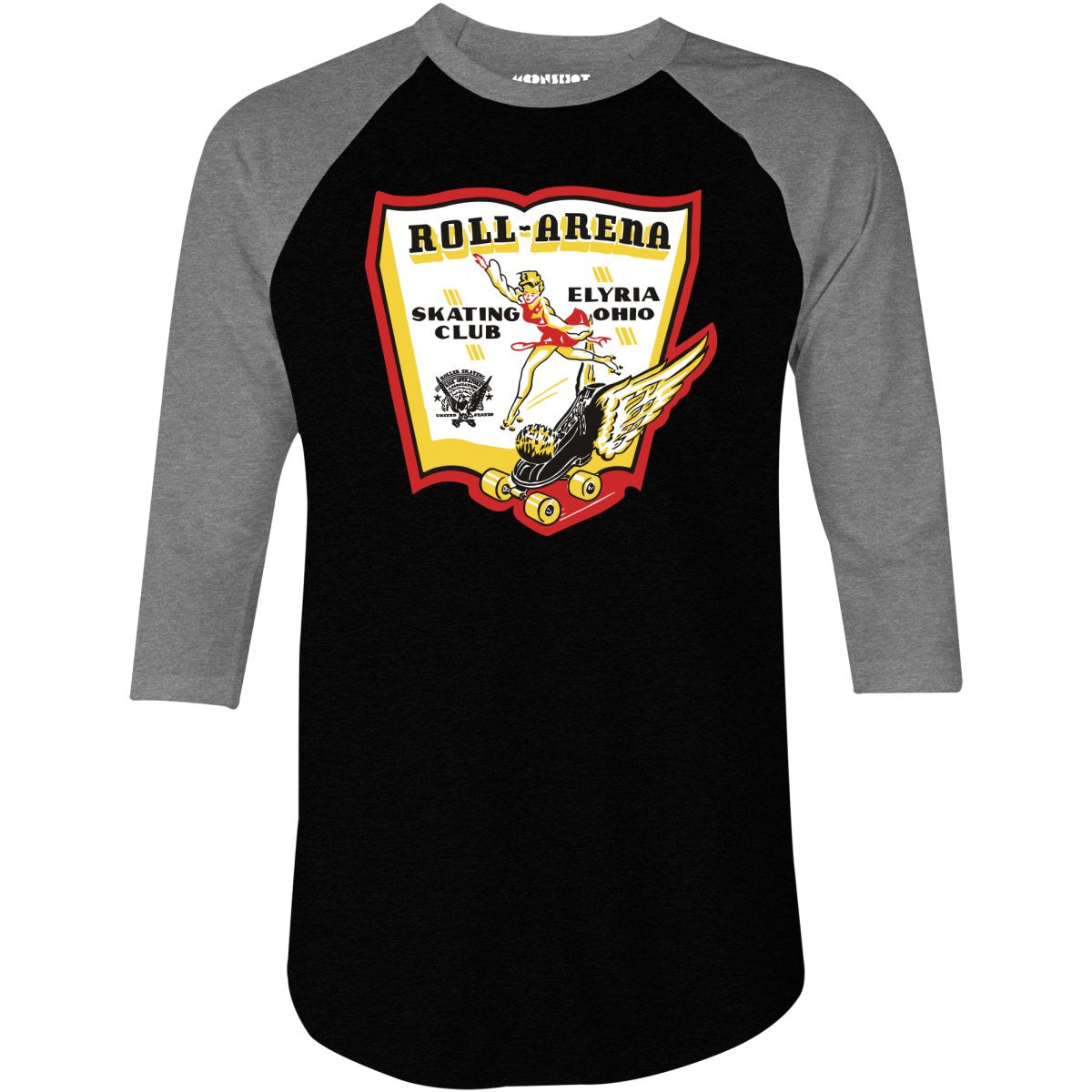 Roll-Arena - Elyria, OH - Vintage Roller Rink - 3/4 Sleeve Raglan T-Shirt