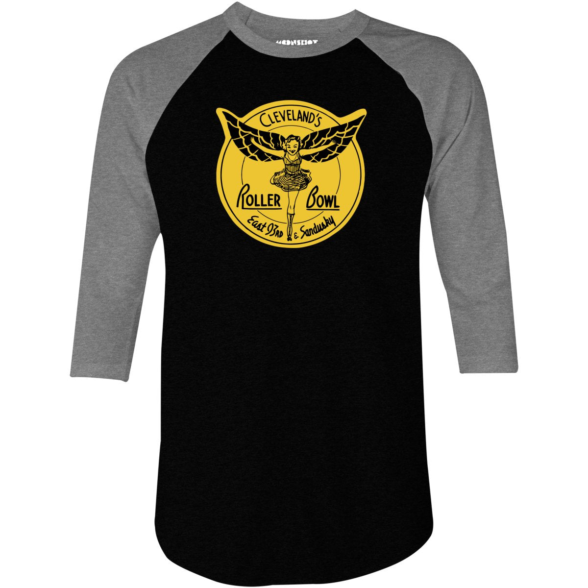 Roller Bowl - Cleveland, OH - Vintage Roller Rink - 3/4 Sleeve Raglan T-Shirt