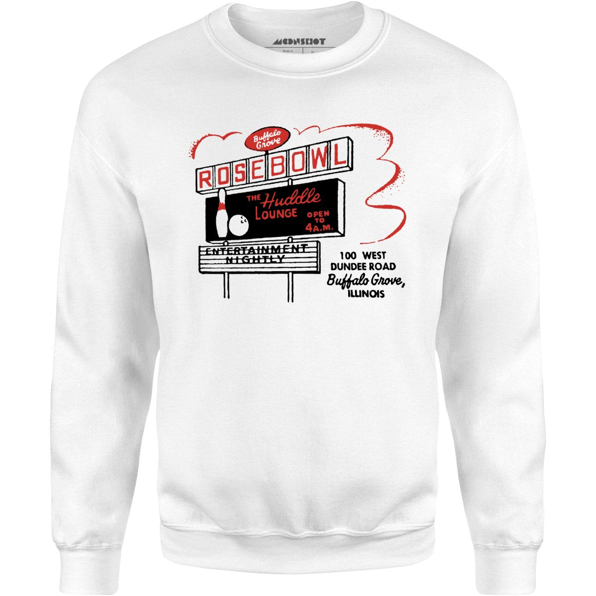 Rose Bowl - Buffalo Grove, IL - Vintage Bowling Alley - Unisex Sweatshirt