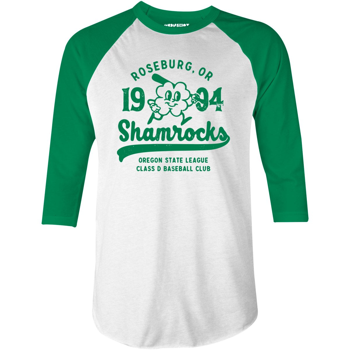 Roseburg Shamrocks - Oregon - Vintage Defunct Baseball Teams - 3/4 Sleeve Raglan T-Shirt