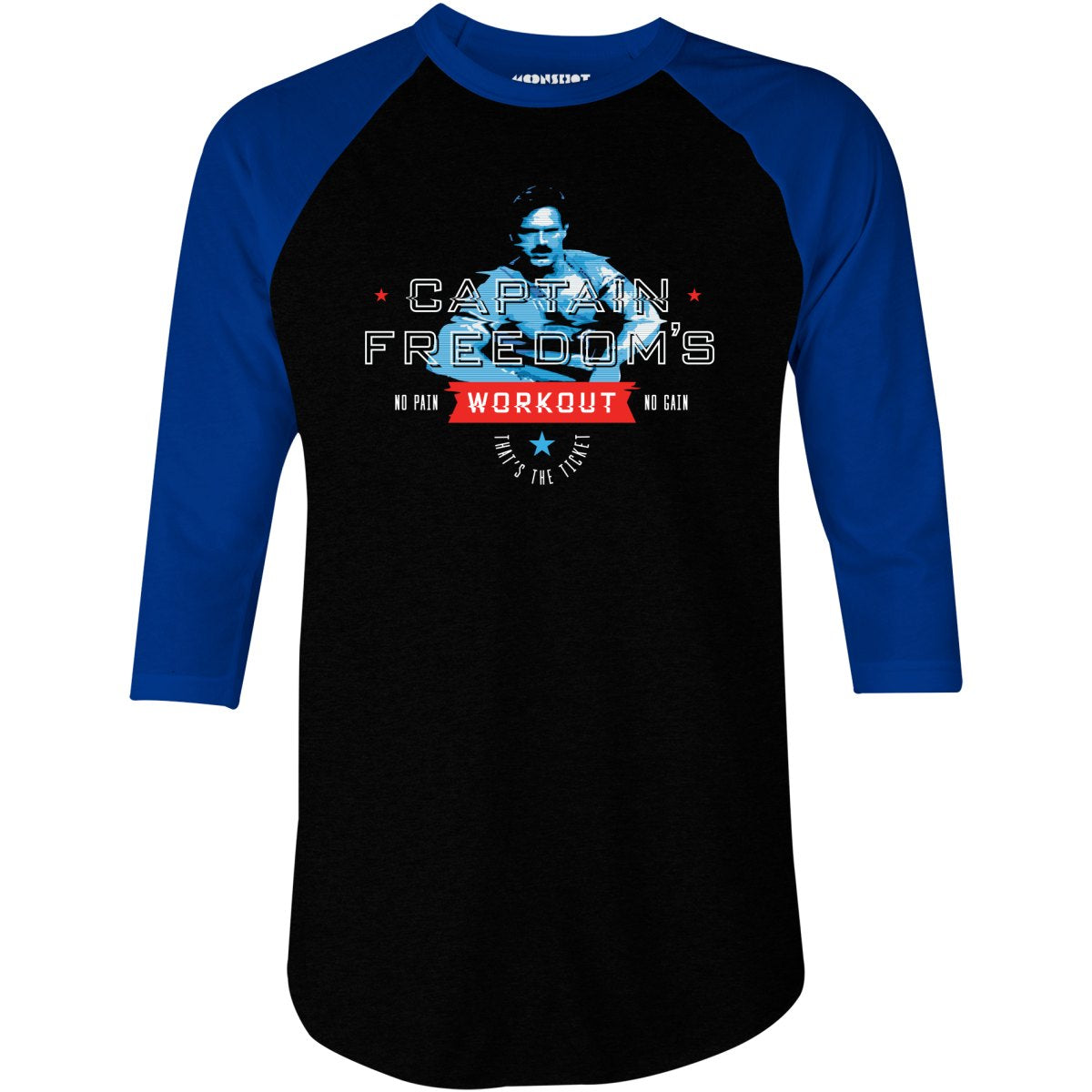 Running Man - Captain Freedom's Workout - 3/4 Sleeve Raglan T-Shirt