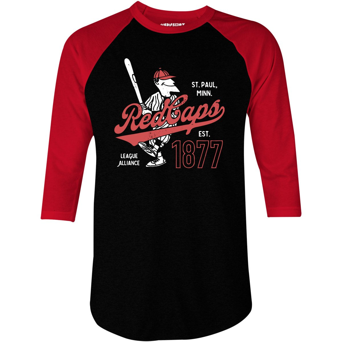 Saint Paul Red Caps - Minnesota - Vintage Defunct Baseball Teams - 3/4 Sleeve Raglan T-Shirt