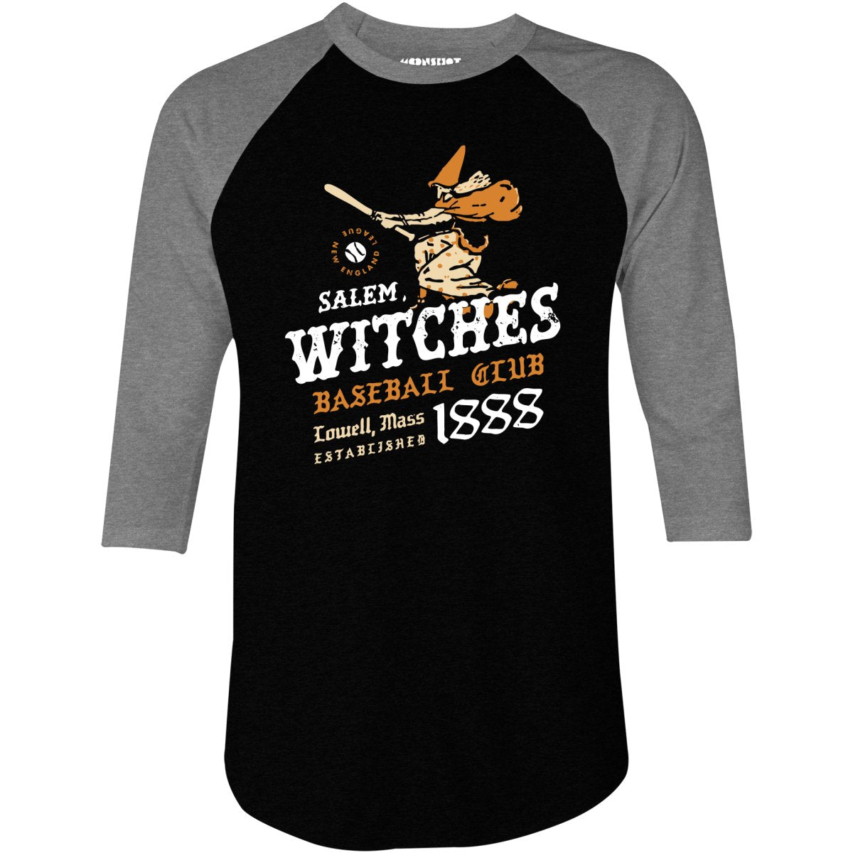 Salem Witches - Massachusetts - Vintage Defunct Baseball Teams - 3/4 Sleeve Raglan T-Shirt