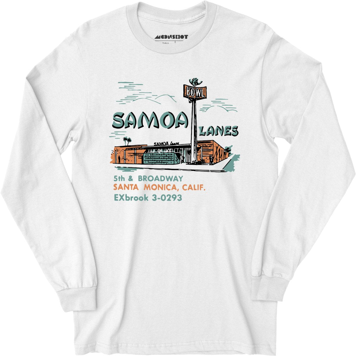 Samoa Lanes - Santa Monica, CA - Vintage Bowling Alley - Long Sleeve T-Shirt