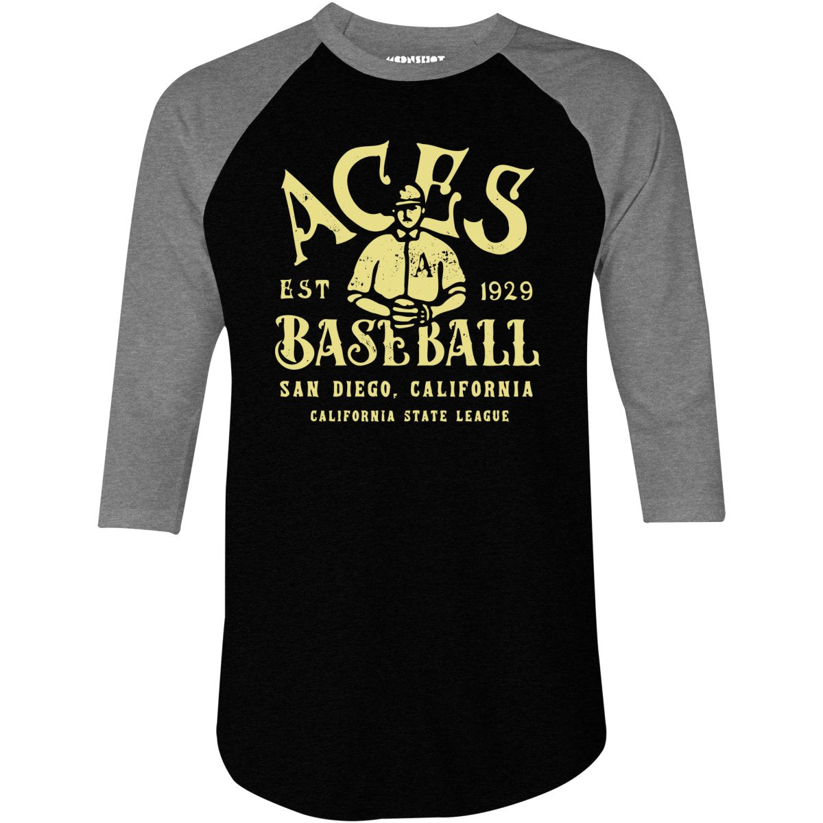 San Diego Aces - California - Vintage Defunct Baseball Teams - 3/4 Sleeve Raglan T-Shirt