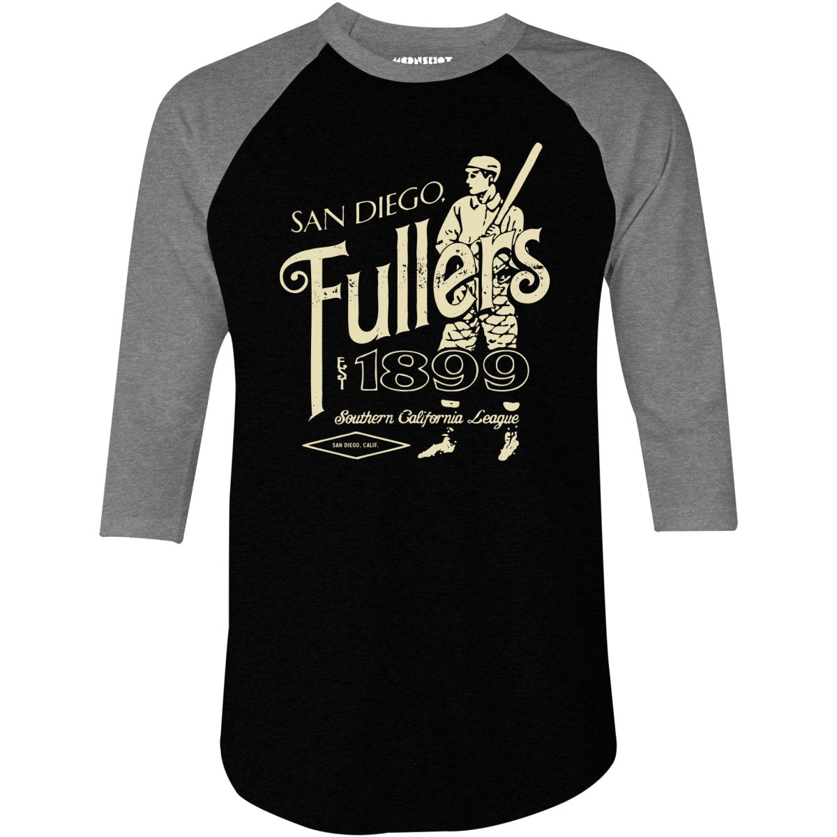 San Diego Fullers - California - Vintage Defunct Baseball Teams - 3/4 Sleeve Raglan T-Shirt