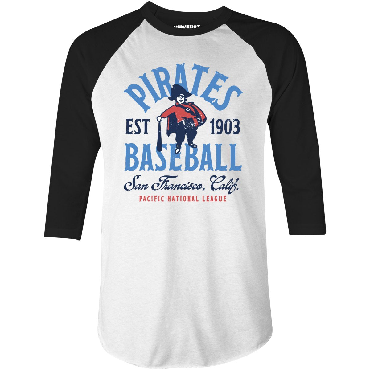 San Francisco Pirates - California - Vintage Defunct Baseball Teams - 3/4 Sleeve Raglan T-Shirt