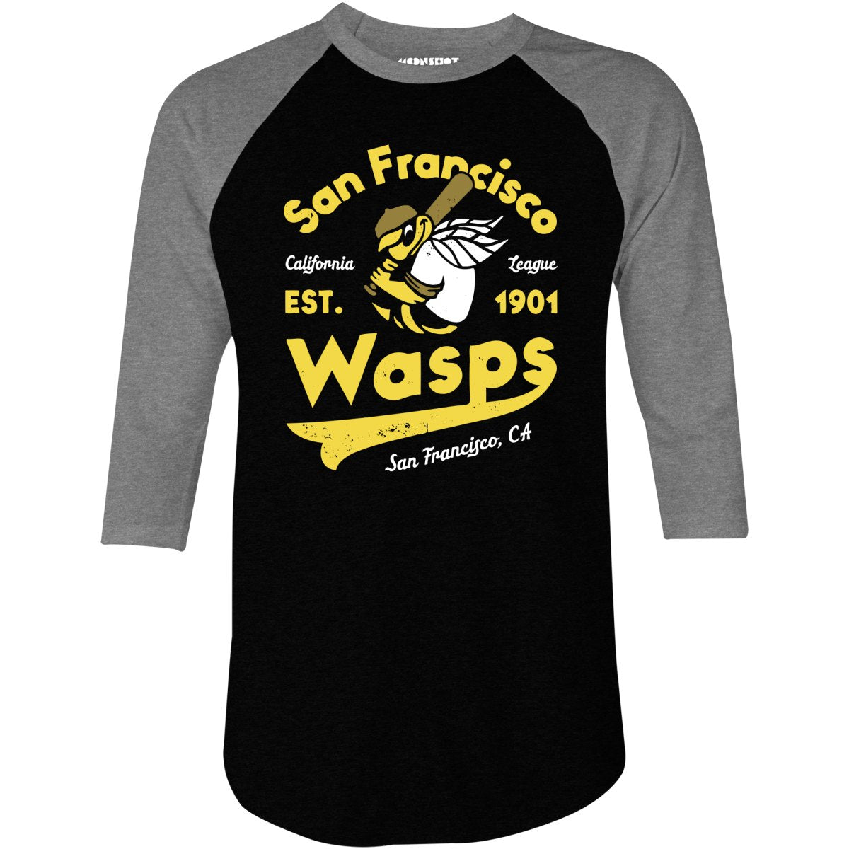 San Francisco Wasps - California - Vintage Defunct Baseball Teams - 3/4 Sleeve Raglan T-Shirt