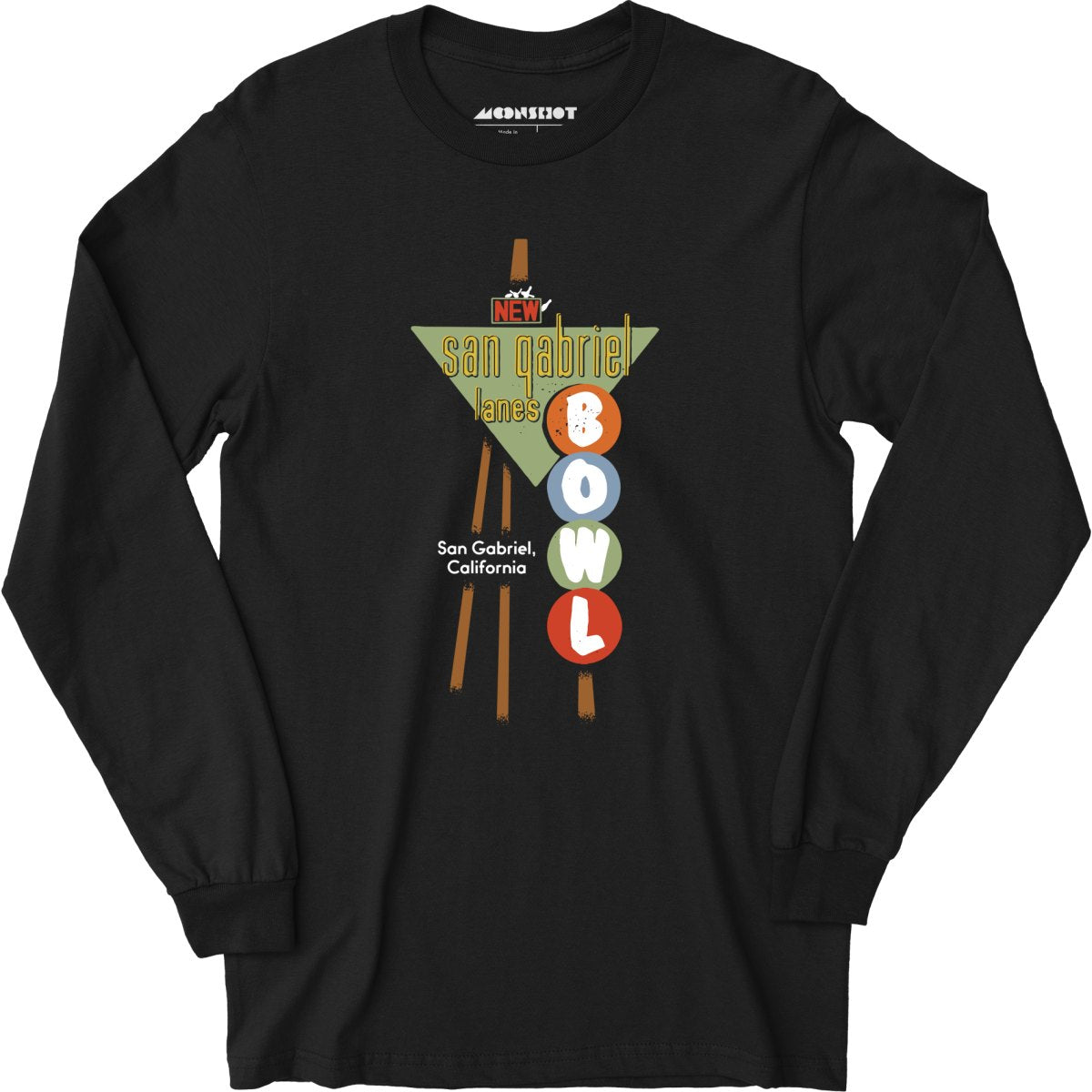 San Gabriel Lanes - San Gabriel, CA - Vintage Bowling Alley - Long Sleeve T-Shirt