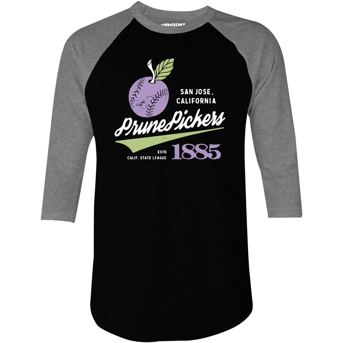 San Jose Prune Pickers - California - Vintage Defunct Baseball Teams - 3/4 Sleeve Raglan T-Shirt