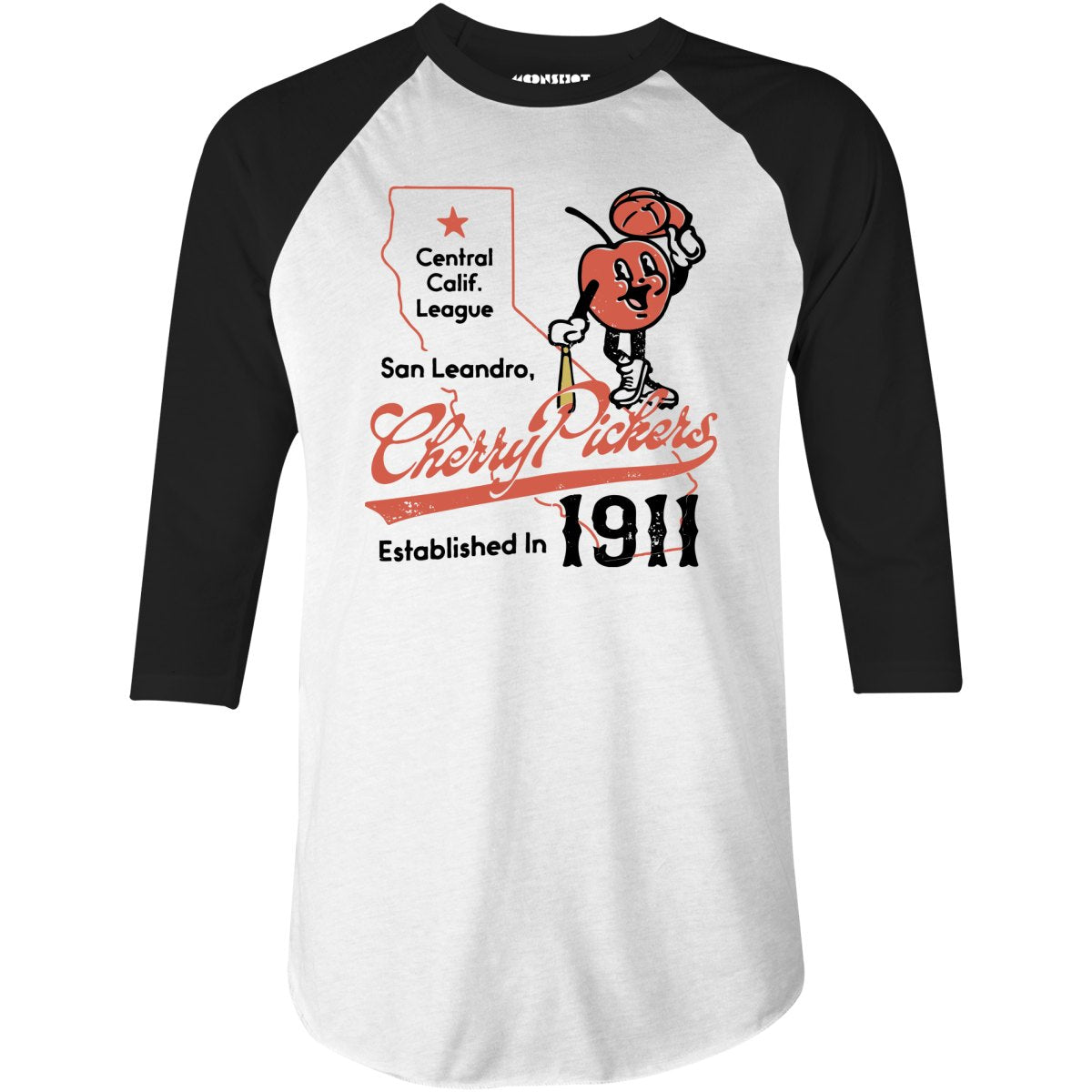 San Leandro Cherry Pickers - California - Vintage Defunct Baseball Teams - 3/4 Sleeve Raglan T-Shirt