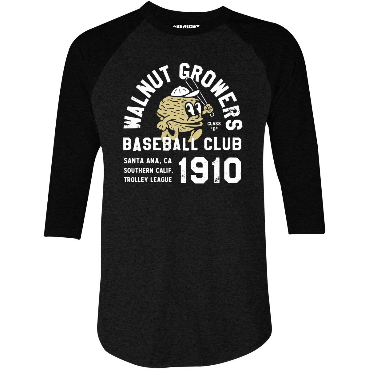 Santa Ana Walnut Growers - California - Vintage Defunct Baseball Teams - 3/4 Sleeve Raglan T-Shirt