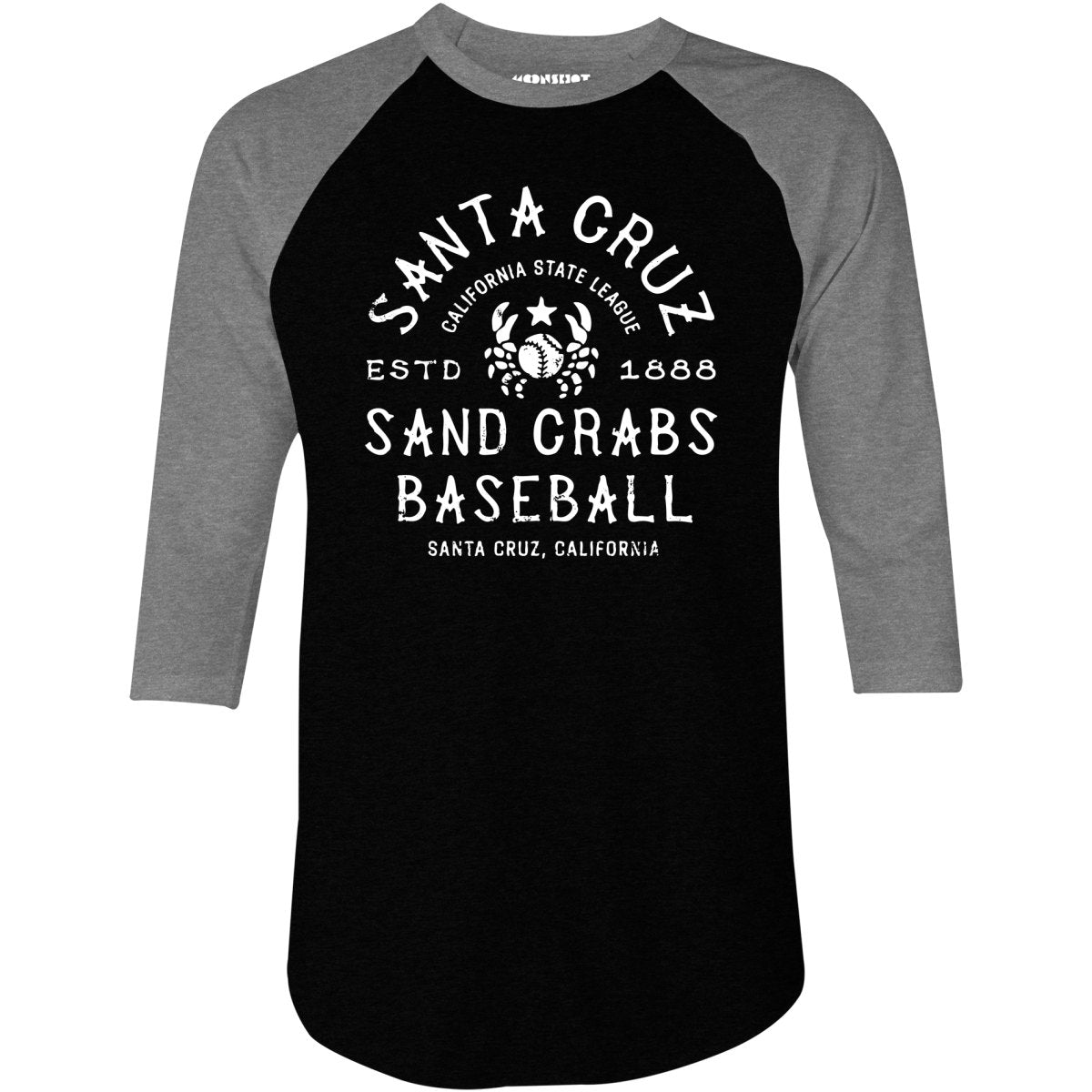 Santa Cruz Sand Crabs - California - Vintage Defunct Baseball Teams - 3/4 Sleeve Raglan T-Shirt