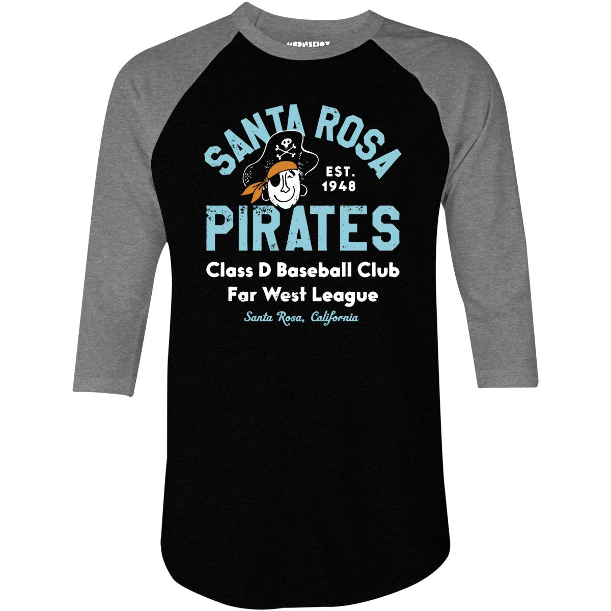 Santa Rosa Pirates - California - Vintage Defunct Baseball Teams - 3/4 Sleeve Raglan T-Shirt