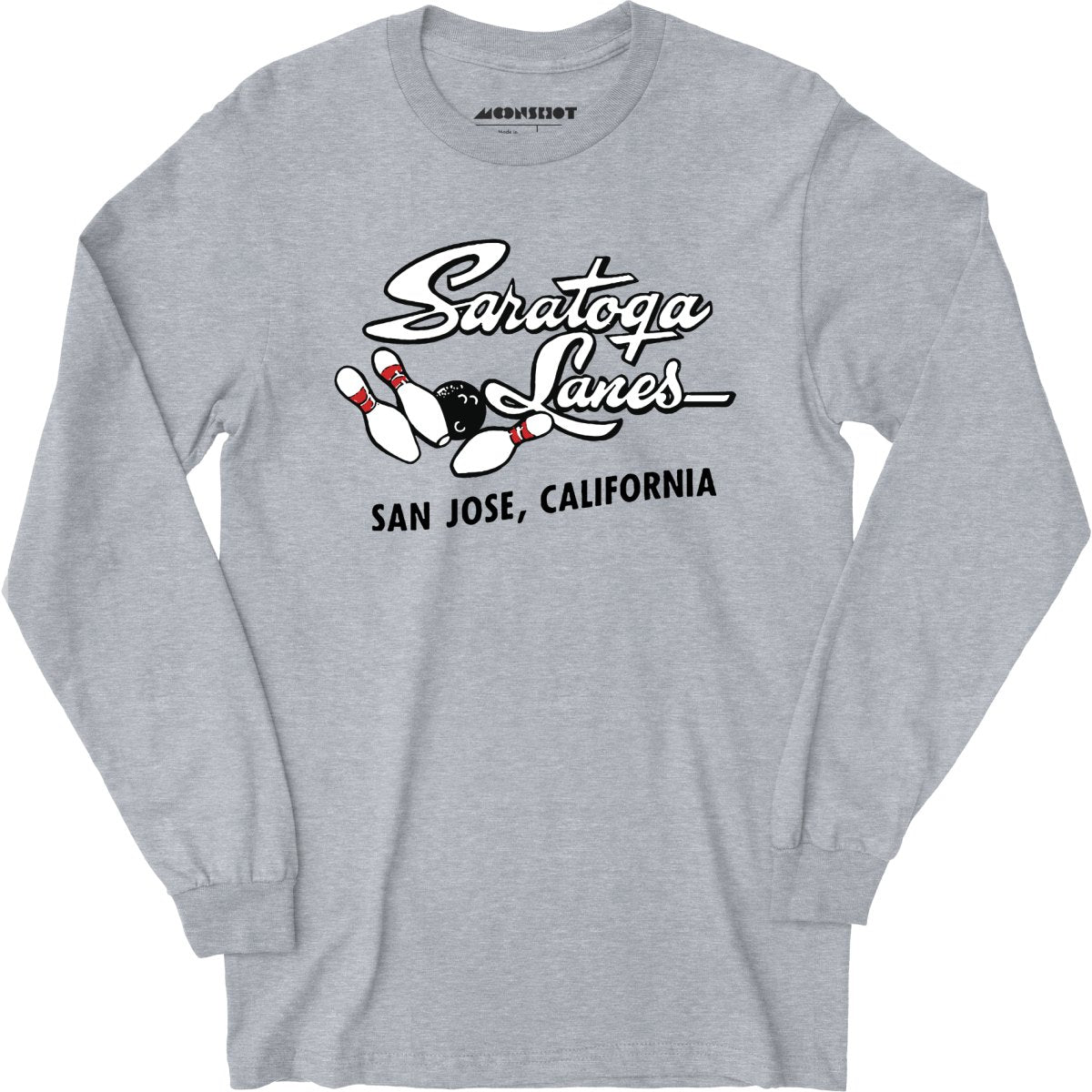 Saratoga Lanes - San Jose, CA - Vintage Bowling Alley - Long Sleeve T-Shirt