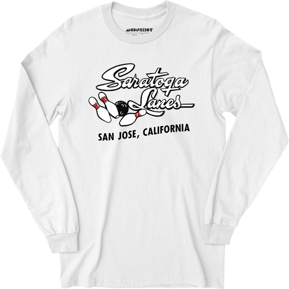 Saratoga Lanes - San Jose, CA - Vintage Bowling Alley - Long Sleeve T-Shirt