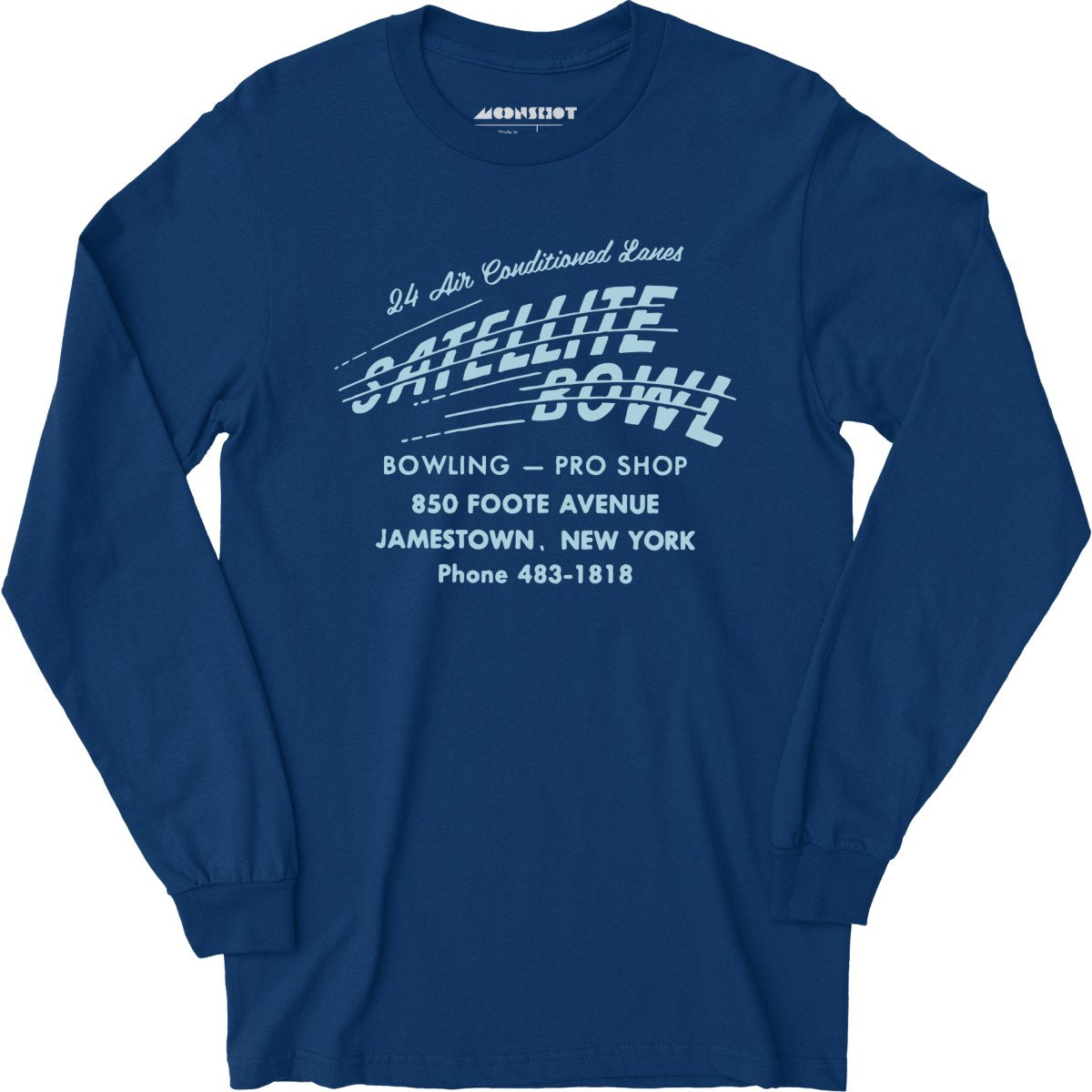 Satellite Bowl - Jamestown, NY - Vintage Bowling Alley - Long Sleeve T-Shirt