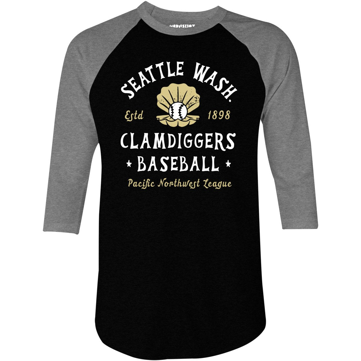 Seattle Clamdiggers - Washington - Vintage Defunct Baseball Teams - 3/4 Sleeve Raglan T-Shirt