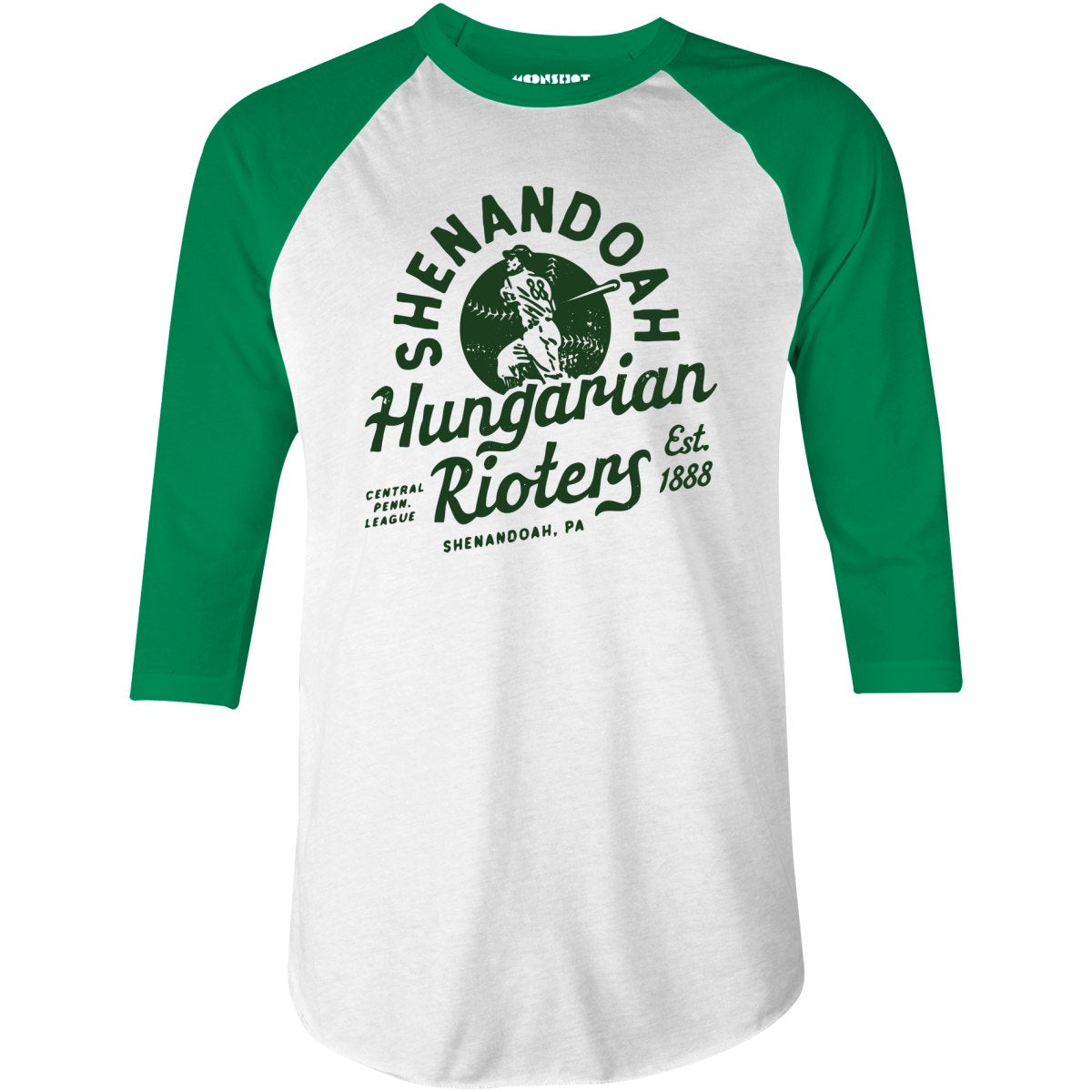 Shenandoah Hungarian Rioters - Pennsylvania - Vintage Defunct Baseball Teams - 3/4 Sleeve Raglan T-Shirt