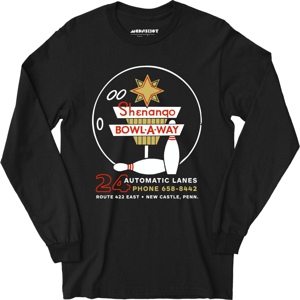 Shenango Bowl-a-Way - New Castle, PA - Vintage Bowling Alley - Long Sleeve T-Shirt