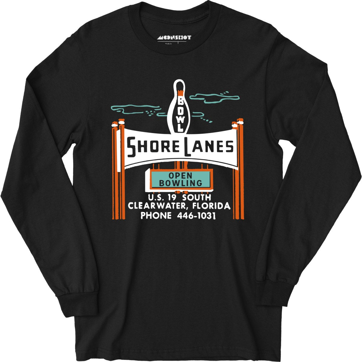 Shore Lanes - Clearwater, FL - Vintage Bowling Alley - Long Sleeve T-Shirt
