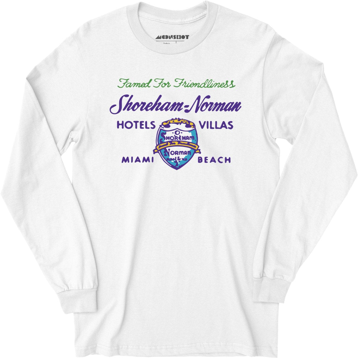 Shoreham Norman Hotels & Villas v2 - Miami, FL - Vintage Hotel - Long Sleeve T-Shirt